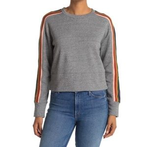 Madewell rainbow stripe cropped gray sweatshirt